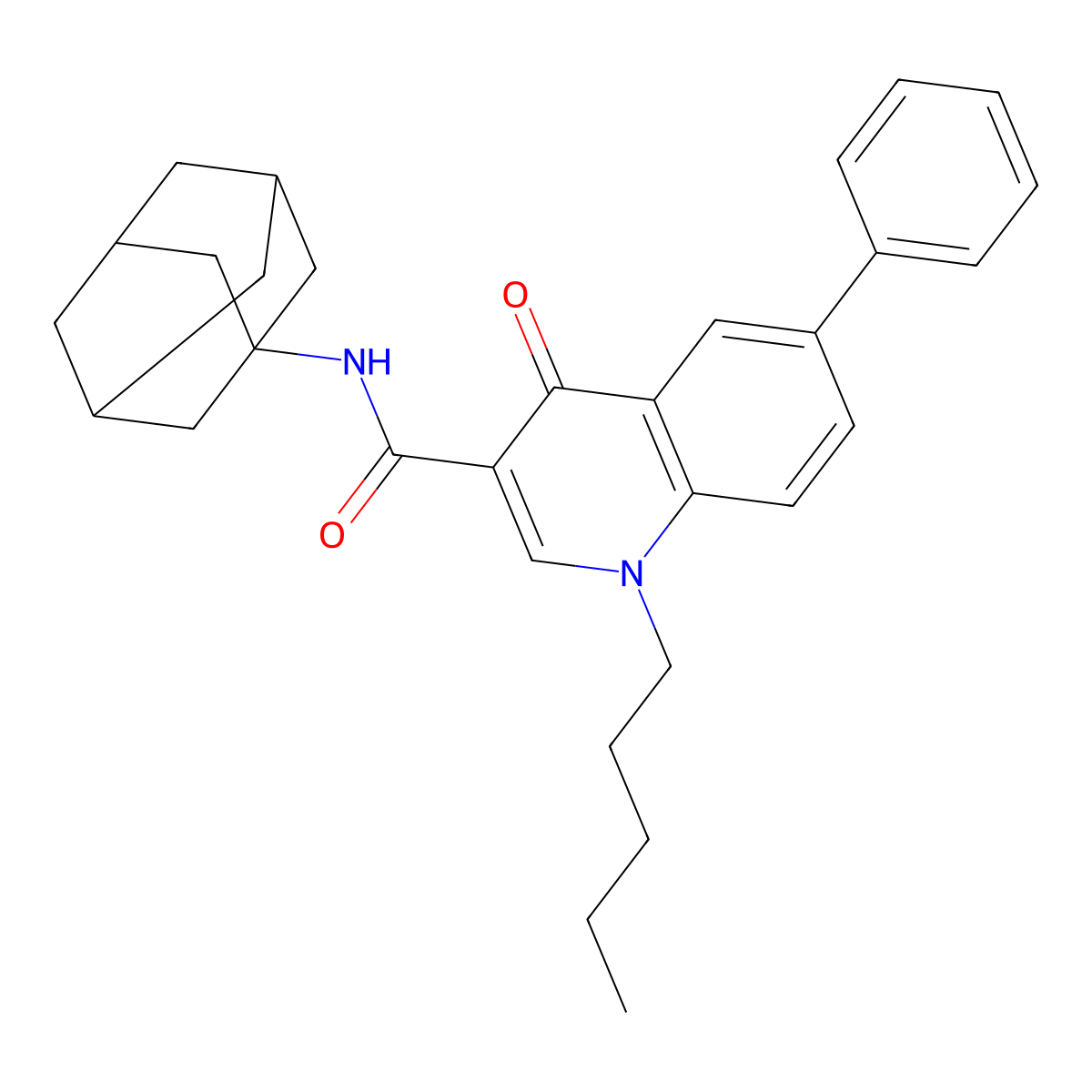 N-(adamantan-1-yl)-4-oxo-1-pentyl-6-phenyl-1,4-dihydroquinoline-3-carboxamide molecular structure, CAS 1048039-15-1