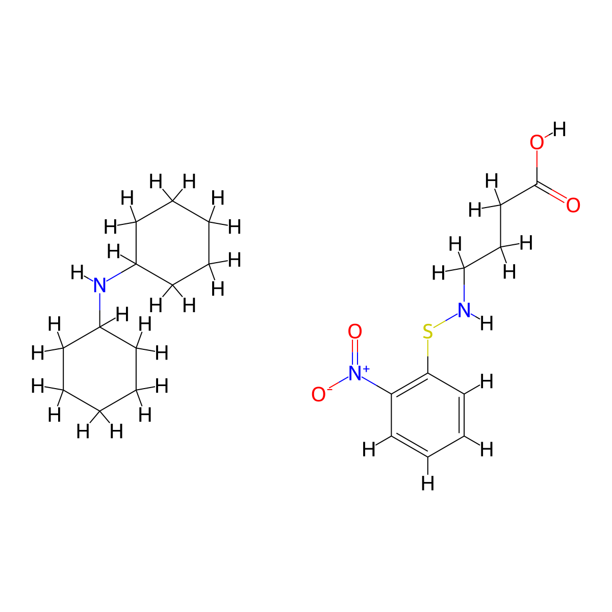 N-O-Nitrophenylsulfenyl-gamma-aminobutyric acid di(cyclohexyl)ammonium salt molecular structure, CAS 104809-33-8