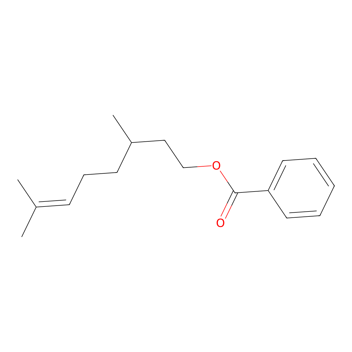 6-Octen-1-ol, 3,7-dimethyl-, 1-benzoate molecular structure, CAS 10482-77-6