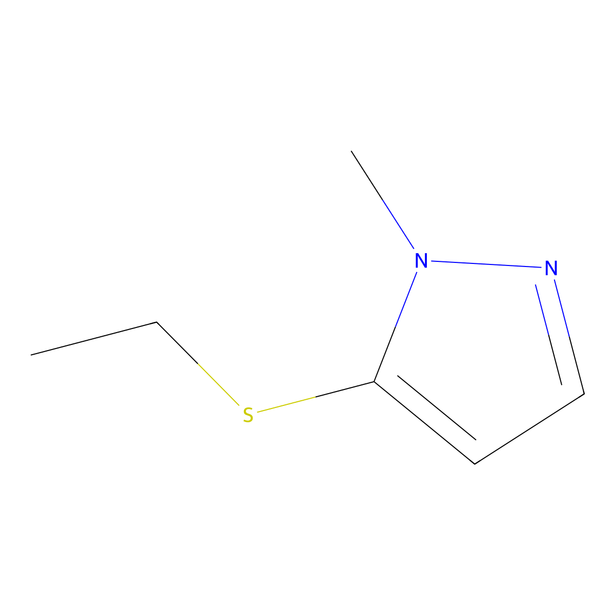 5-(ethylthio)-1-methyl-1H-pyrazole molecular structure, CAS 104830-68-4