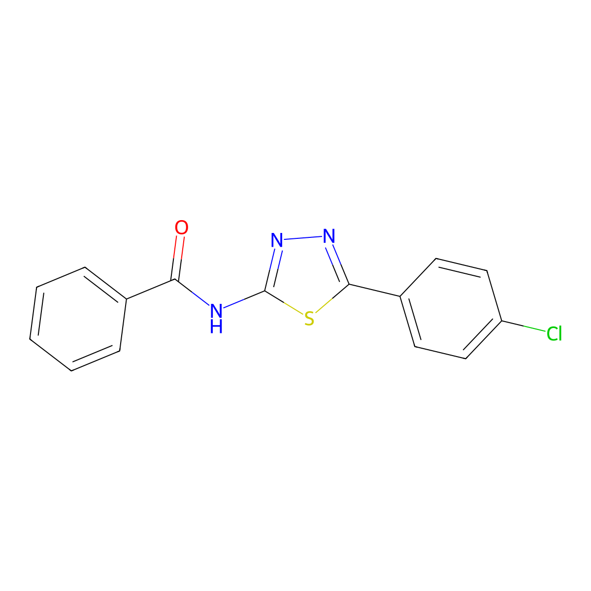 N-[5-(4-chlorophenyl)-1,3,4-thiadiazol-2-yl]benzamide molecular structure, CAS 104830-78-6