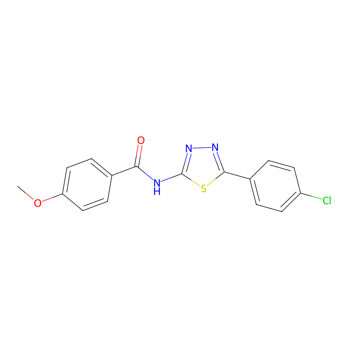 N-[5-(4-chlorophenyl)-1,3,4-thiadiazol-2-yl]-4-methoxybenzamide molecular structure, CAS 104830-79-7