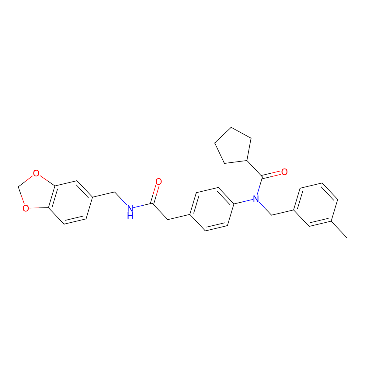 N-[4-({[(2H-1,3-Benzodioxol-5-YL)methyl]carbamoyl}methyl)phenyl]-N-[(3-methylphenyl)methyl]cyclopentanecarboxamide molecular structure, CAS 1048304-96-6