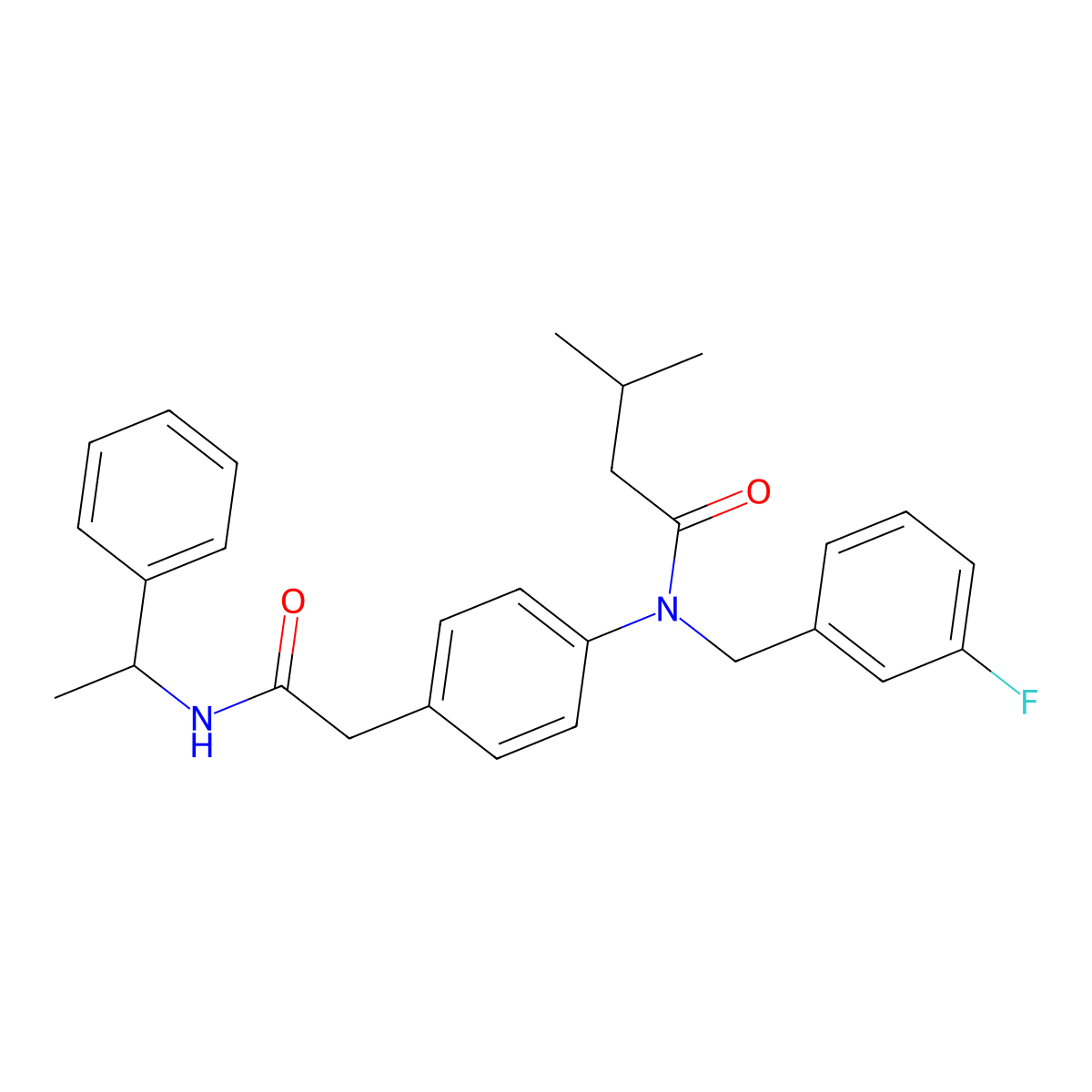 N~1~-(3-fluorobenzyl)-3-methyl-N~1~-(4-{2-oxo-2-[(1-phenylethyl)amino]ethyl}phenyl)butanamide molecular structure, CAS 1048308-05-9