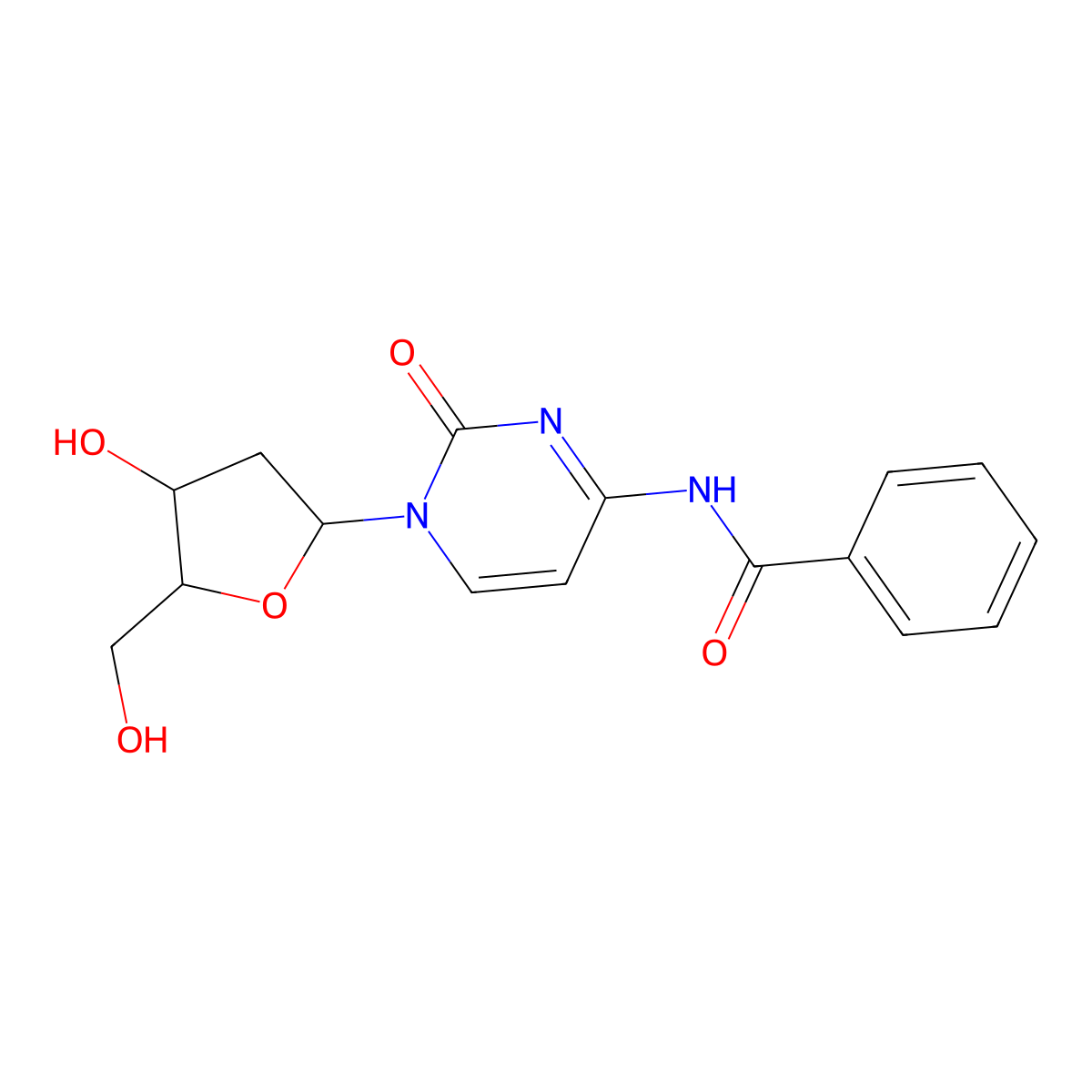 N-(1-((2S,4S,5R)-4-Hydroxy-5-(hydroxymethyl)tetrahydrofuran-2-yl)-2-oxo-1,2-dihydropyrimidin-4-yl)benzamide molecular structure, CAS 104833-34-3