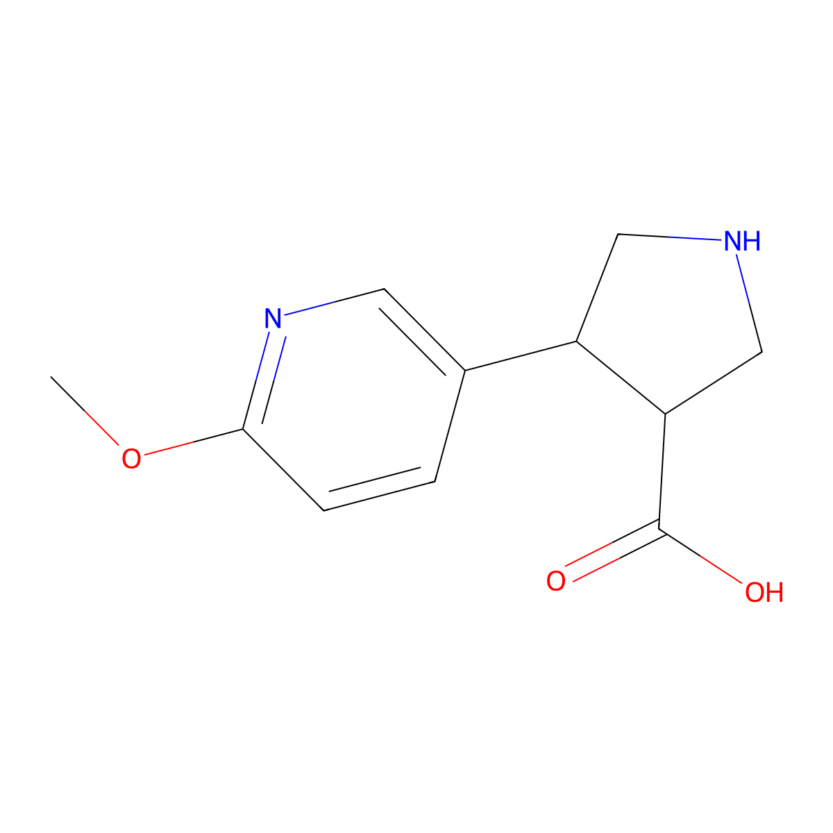 (+/-)-trans-4-(6-Methoxy-3-pyridinyl)pyrrolidine-3-carboxylic acid molecular structure, CAS 1048330-63-7
