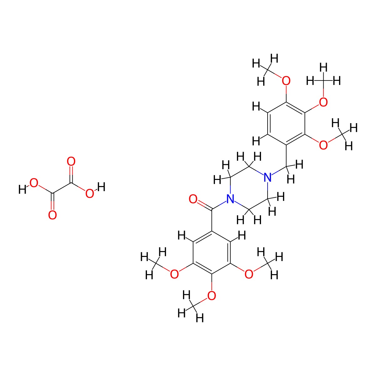 Oxalic acid;(3,4,5-trimethoxyphenyl)-[4-[(2,3,4-trimethoxyphenyl)methyl]piperazin-1-yl]methanone molecular structure, CAS 1048333-13-6