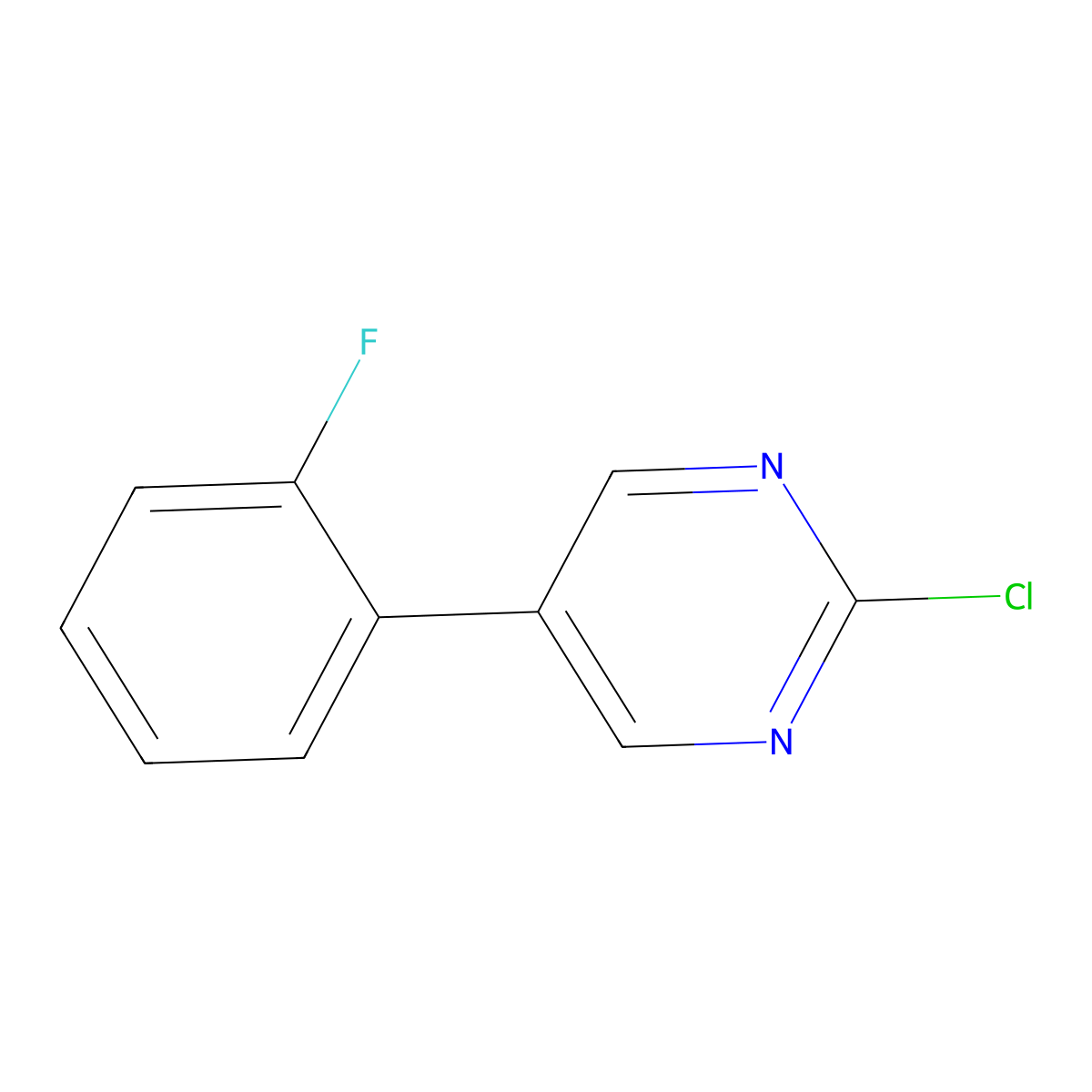 2-Chloro-5-(2-fluorophenyl)pyrimidine molecular structure, CAS 1048338-45-9