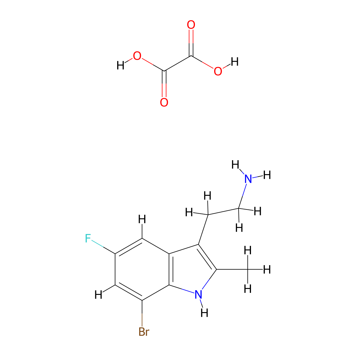 2-(7-Bromo-5-fluoro-2-methyl-1H-indol-3-YL)ethylamine oxalate molecular structure, CAS 1048343-53-8