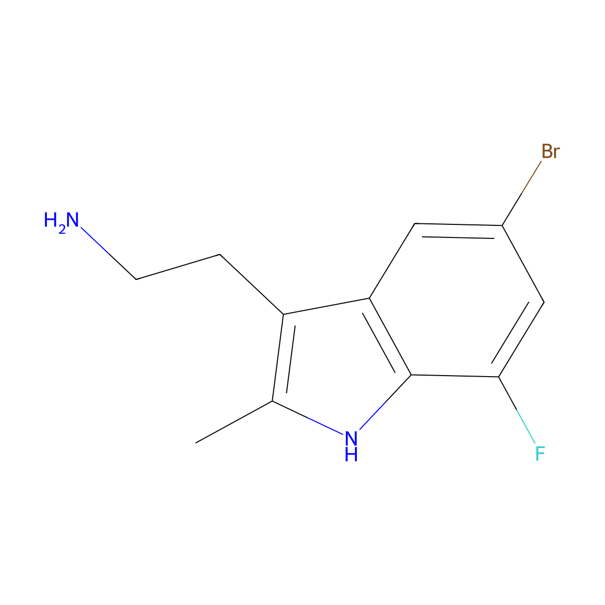 2-(5-bromo-7-fluoro-2-methyl-1H-indol-3-yl)ethanamine molecular structure, CAS 1048343-61-8