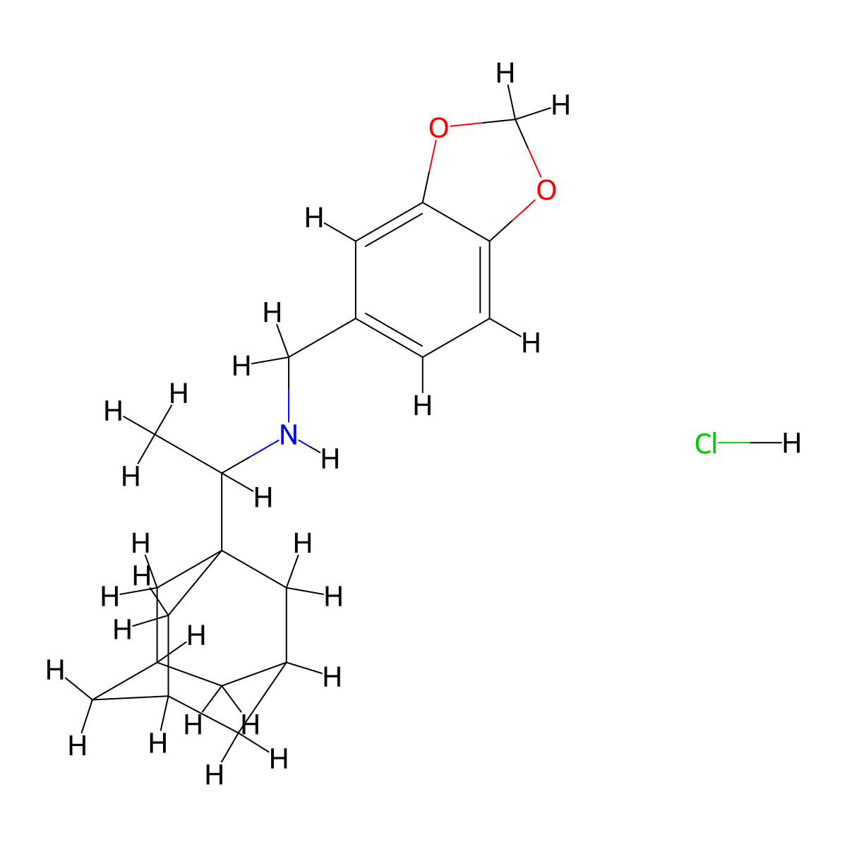(1-Adamantan-1-YL-ethyl)-benzo[1,3]dioxol-5-ylmethyl-amine hydrochloride molecular structure, CAS 1048343-71-0
