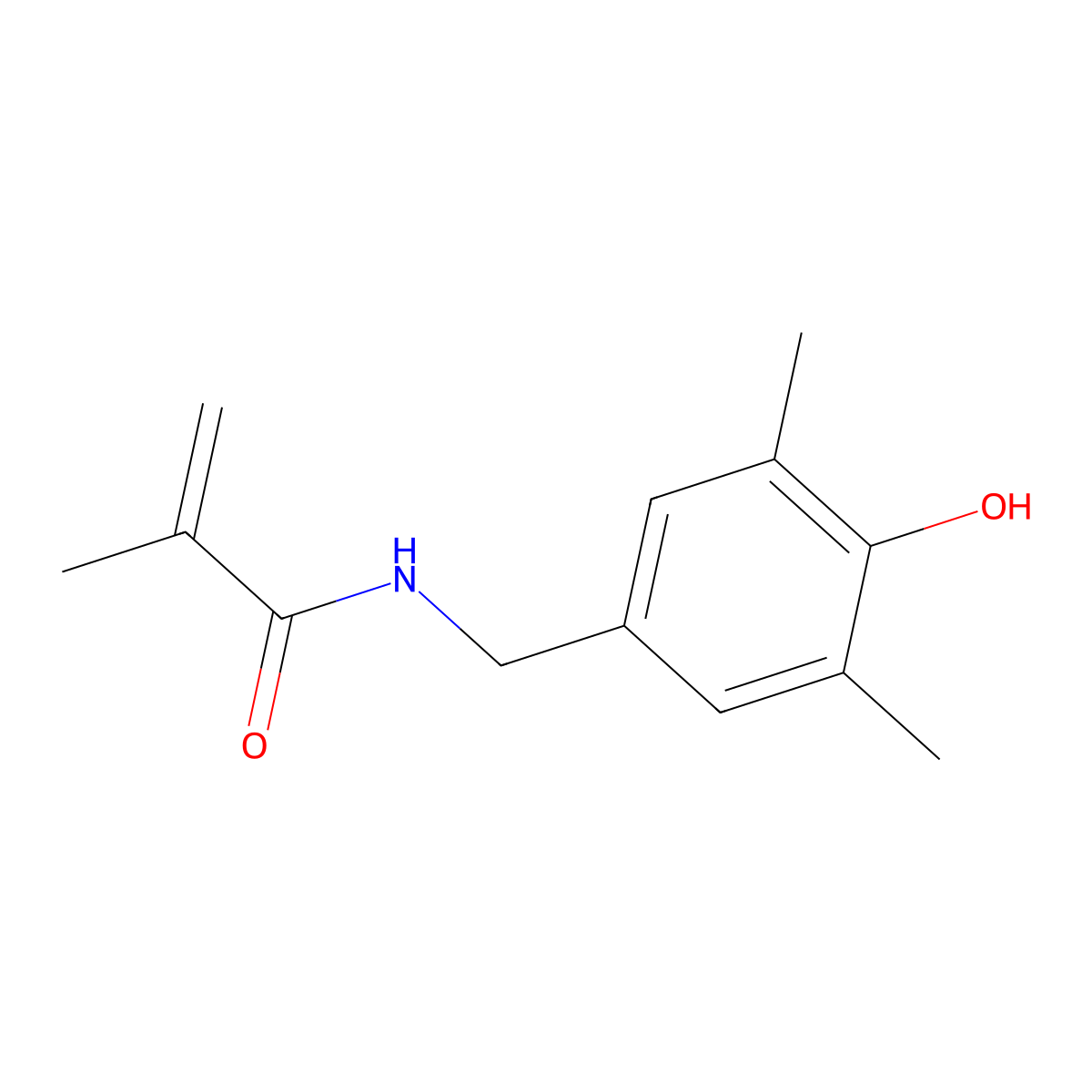 2-Propenamide, N-((4-hydroxy-3,5-dimethylphenyl)methyl)-2-methyl- molecular structure, CAS 104835-82-7
