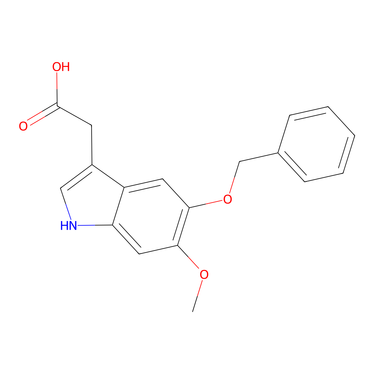 2-(5-(benzyloxy)-6-methoxy-1H-indol-3-yl)acetic acid molecular structure, CAS 1048350-30-6