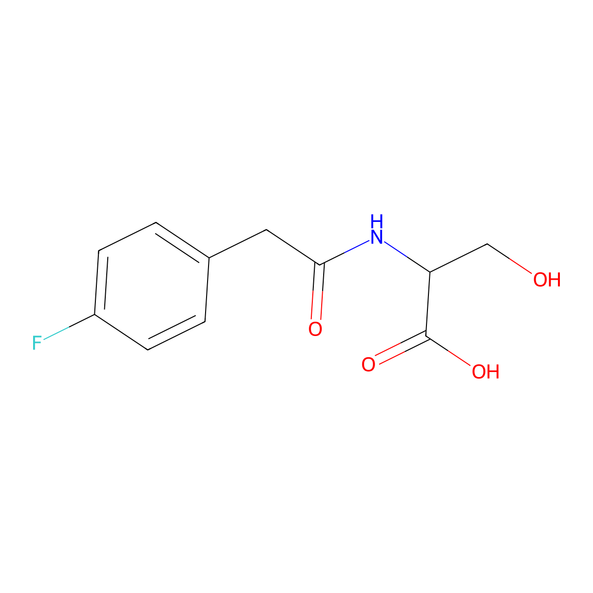 (2S)-2-[2-(4-fluorophenyl)acetamido]-3-hydroxypropanoic acid molecular structure, CAS 1048368-18-8