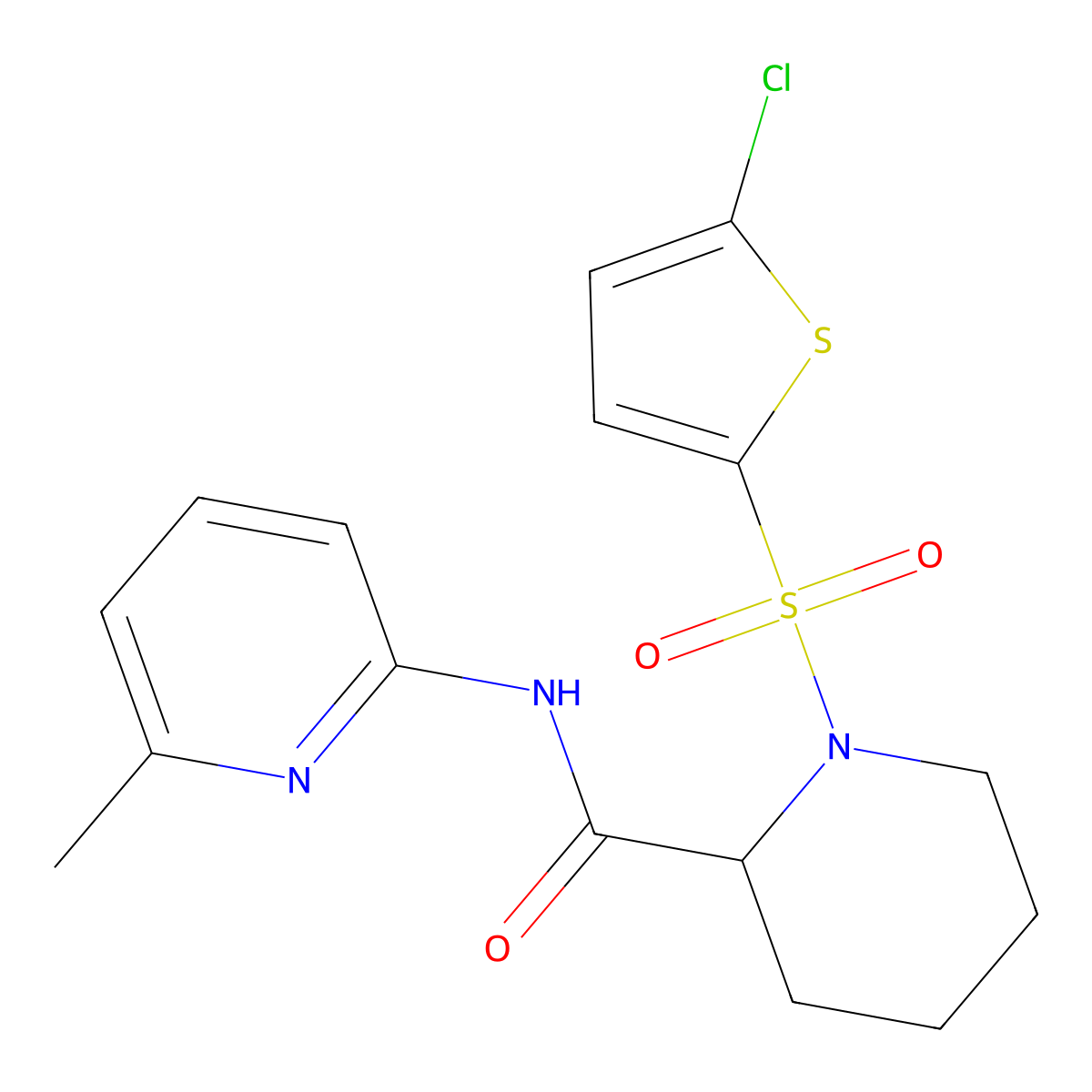 1-[(5-chlorothiophen-2-yl)sulfonyl]-N-(6-methylpyridin-2-yl)piperidine-2-carboxamide molecular structure, CAS 1048381-52-7