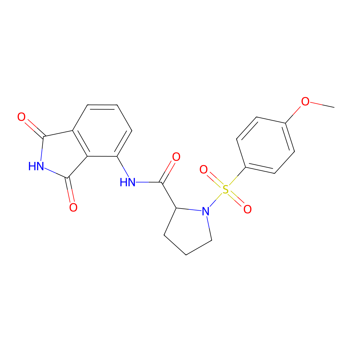 N-(1,3-dioxoisoindolin-4-yl)-1-((4-methoxyphenyl)sulfonyl)pyrrolidine-2-carboxamide molecular structure, CAS 1048385-04-1