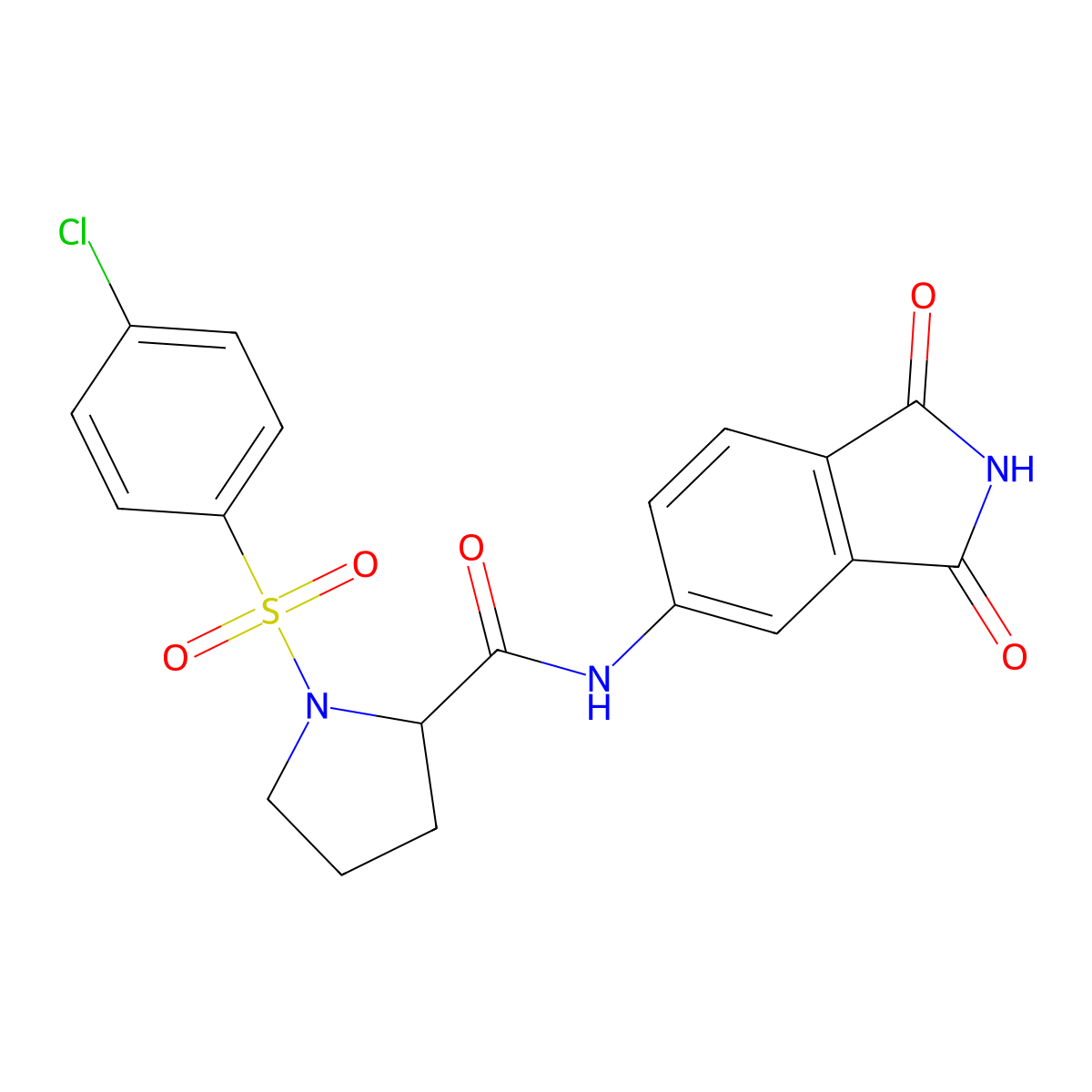 1-((4-chlorophenyl)sulfonyl)-N-(1,3-dioxoisoindolin-5-yl)pyrrolidine-2-carboxamide molecular structure, CAS 1048386-03-3