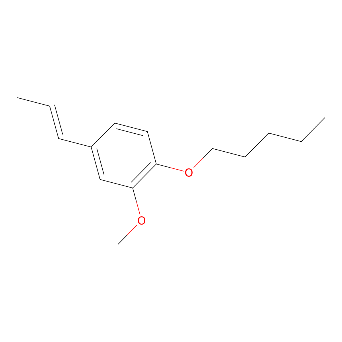 Benzene, 2-methoxy-1-(pentyloxy)-4-(1-propenyl)- molecular structure, CAS 10484-36-3