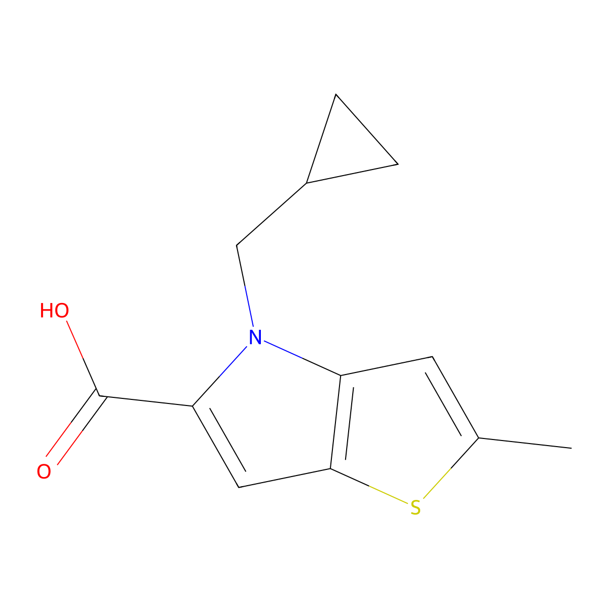 4-(cyclopropylmethyl)-2-methyl-4H-thieno[3,2-b]pyrrole-5-carboxylic acid molecular structure, CAS 1048468-39-8