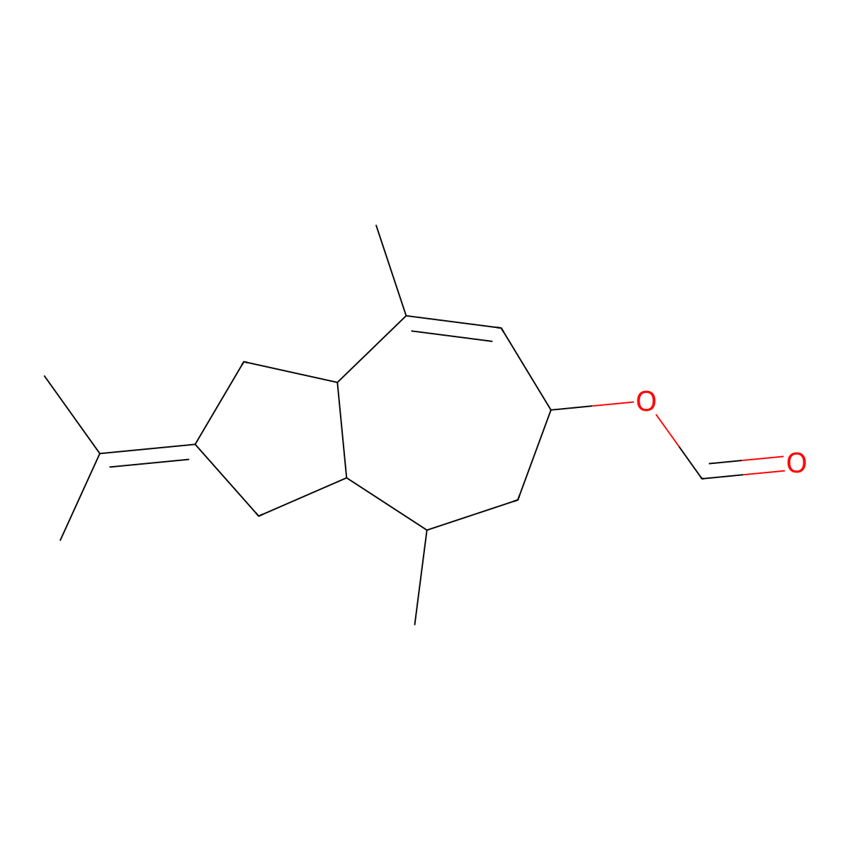 6-Azulenol, 1,2,3,3a,4,5,6,8a-octahydro-4,8-dimethyl-2-(1-methylethylidene)-, 6-formate molecular structure, CAS 10486-25-6