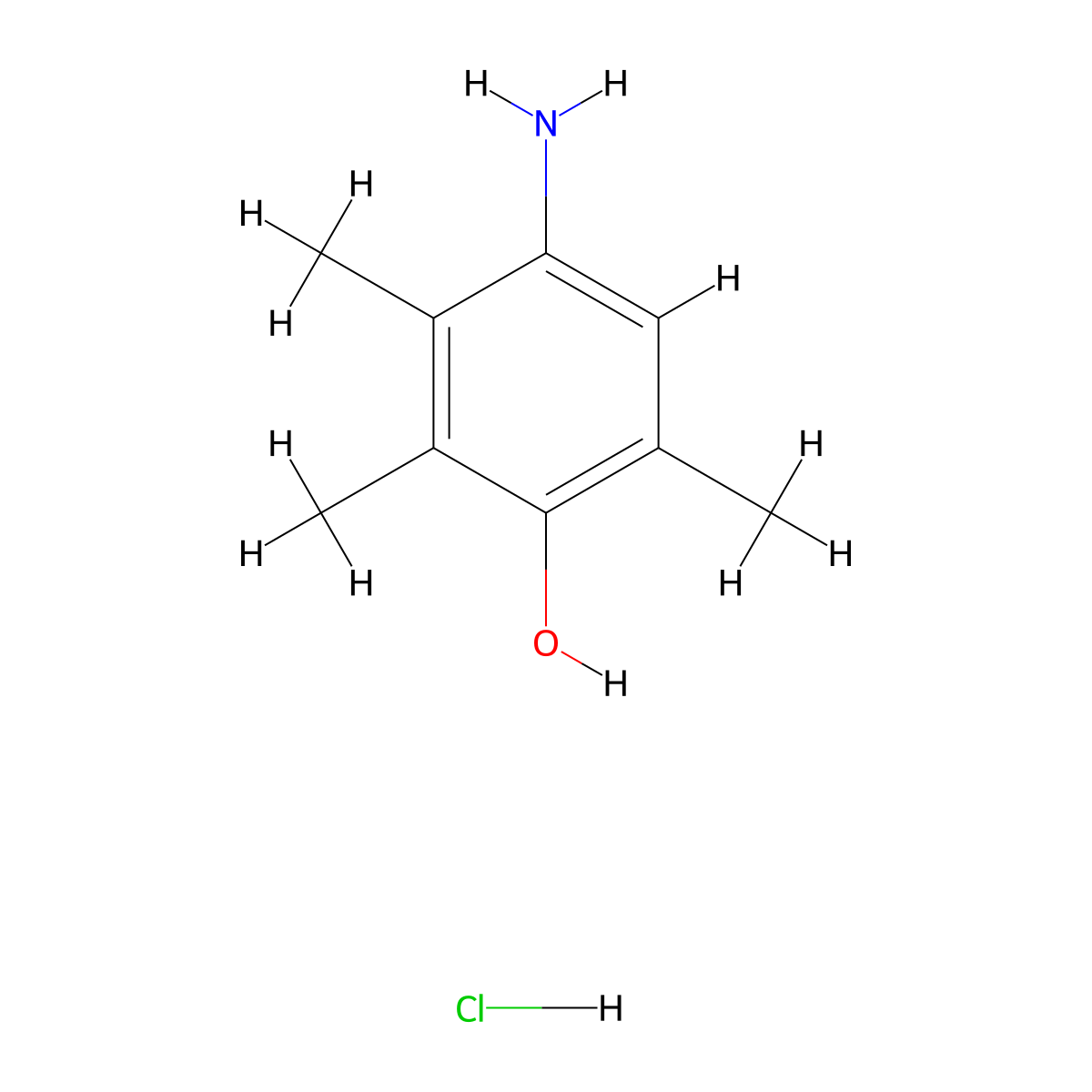 Phenol, 4-amino-2,3,6-trimethyl-, hydrochloride (1:1) molecular structure, CAS 10486-47-2