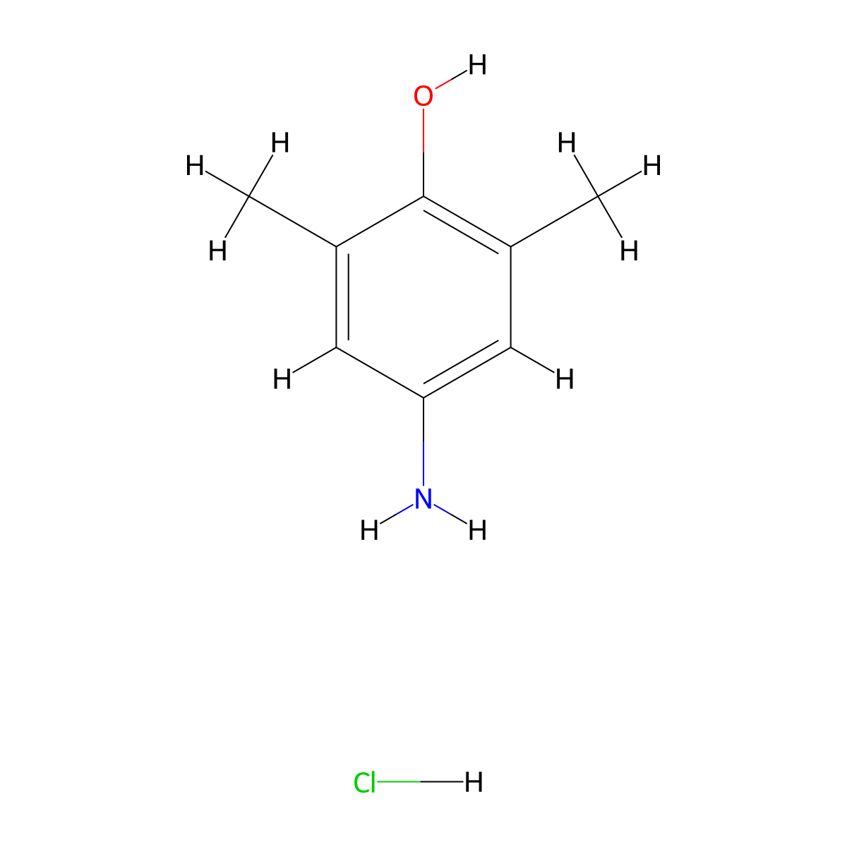 Phenol, 4-amino-2,6-dimethyl-, hydrochloride (1:1) molecular structure, CAS 10486-48-3