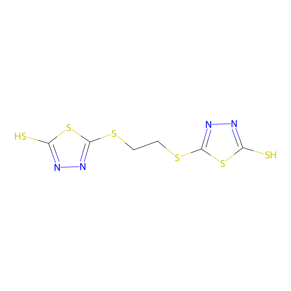 5-([2-[(5-Mercapto-1,3,4-thiadiazol-2-YL)thio]ethyl]thio)-1,3,4-thiadiazole-2-thiol molecular structure, CAS 10486-54-1