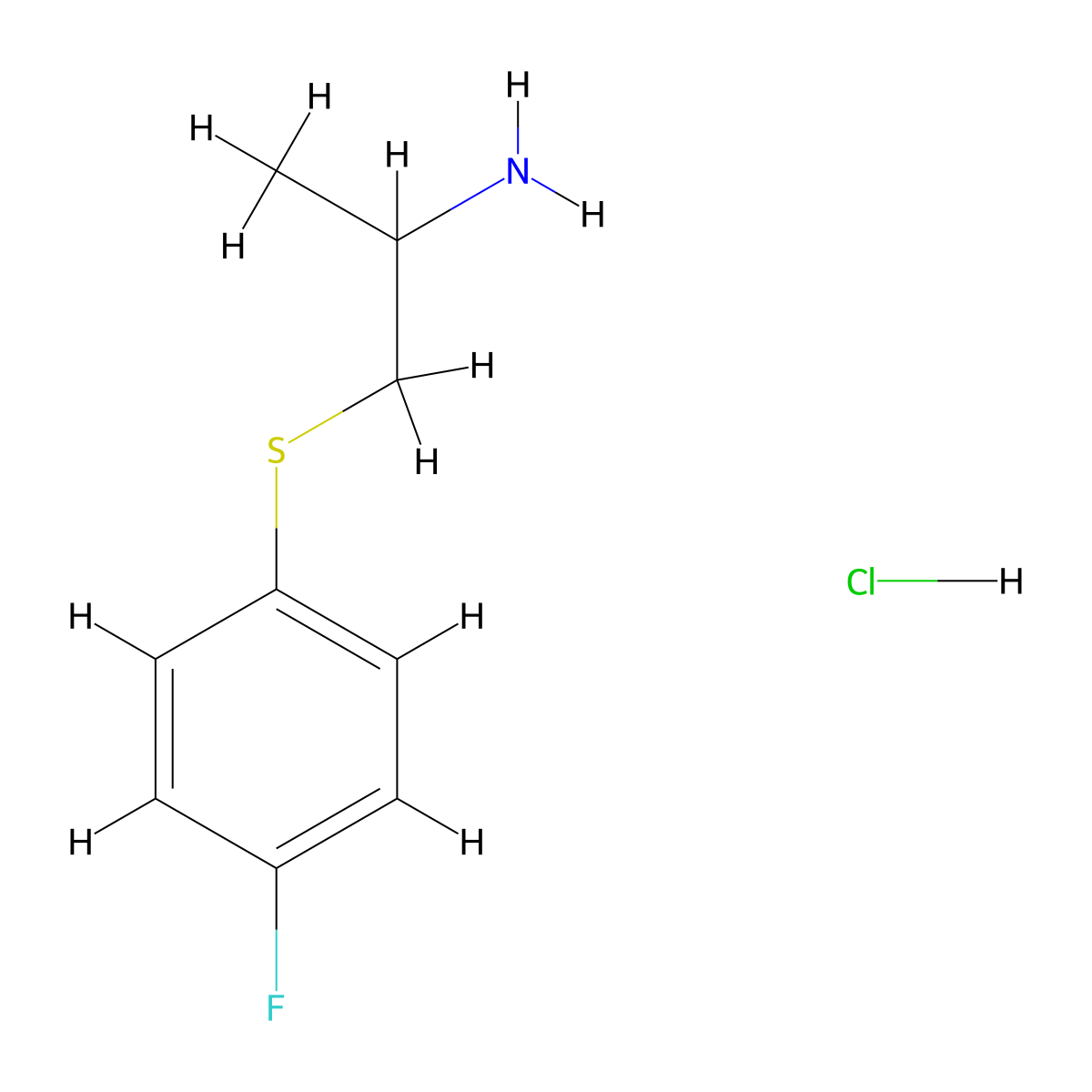 1-((4-Fluorophenyl)thio)propan-2-amine hydrochloride molecular structure, CAS 104864-02-0