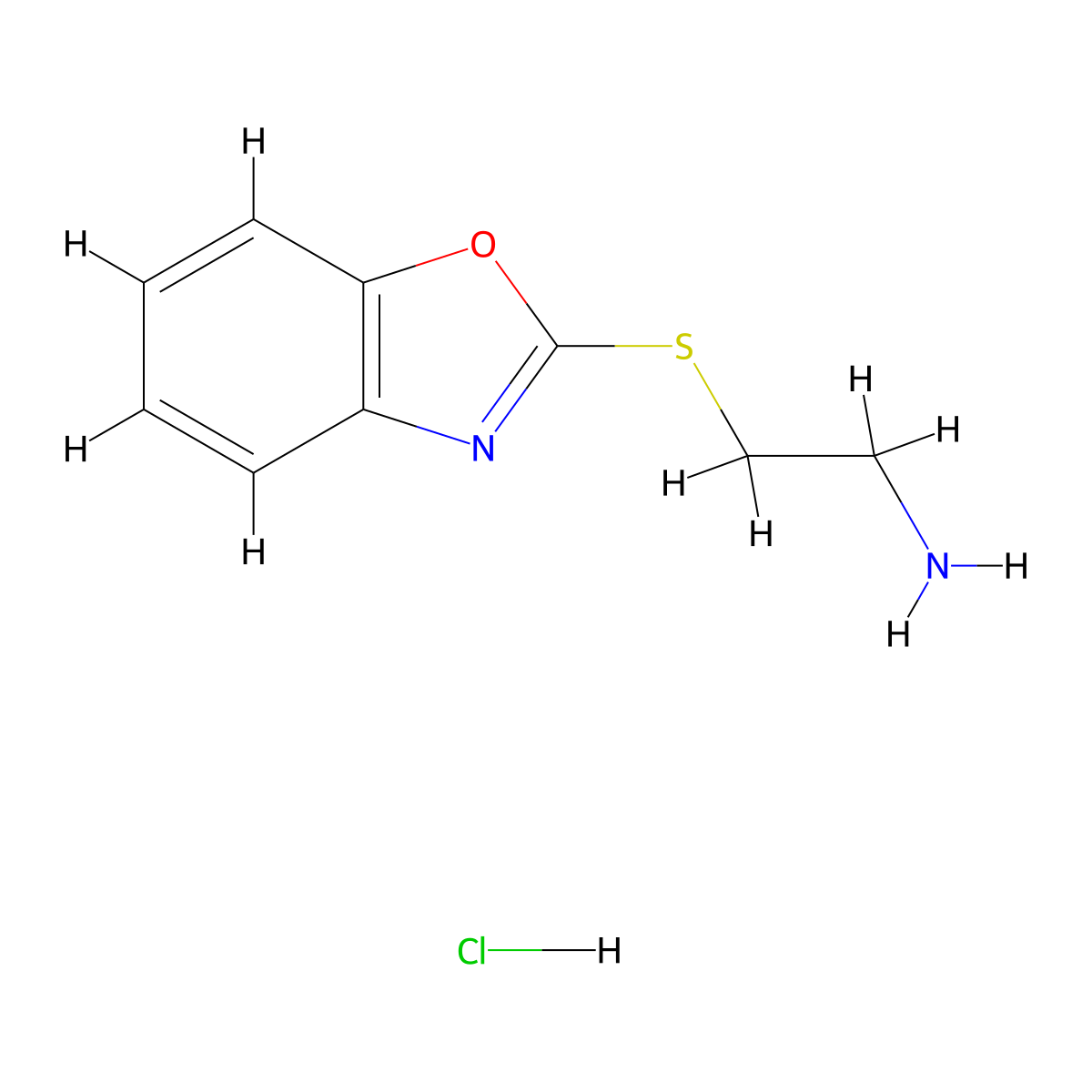 [2-(1,3-Benzoxazol-2-ylthio)ethyl]amine hydrochloride molecular structure, CAS 104864-11-1