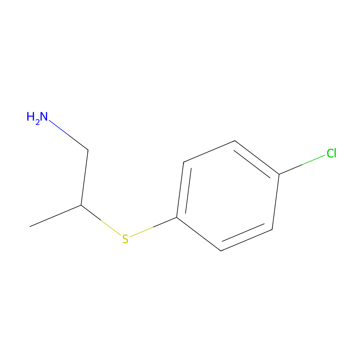 2-[(4-Chlorophenyl)sulfanyl]propan-1-amine molecular structure, CAS 104864-12-2