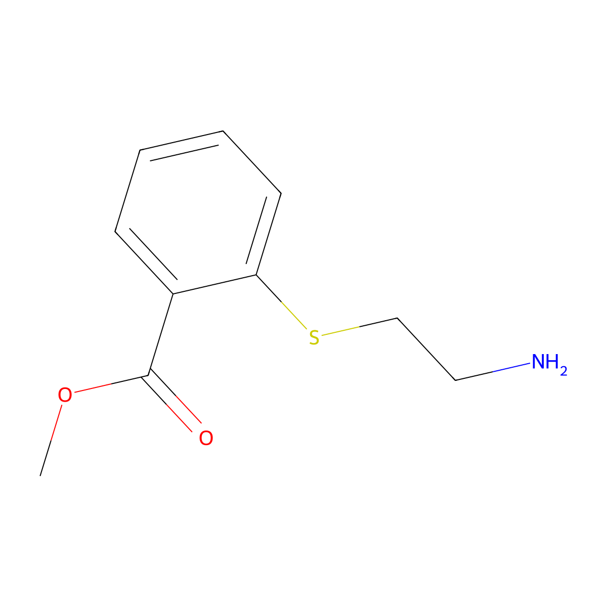 Methyl 2-[(2-aminoethyl)sulfanyl]benzoate molecular structure, CAS 104864-66-6