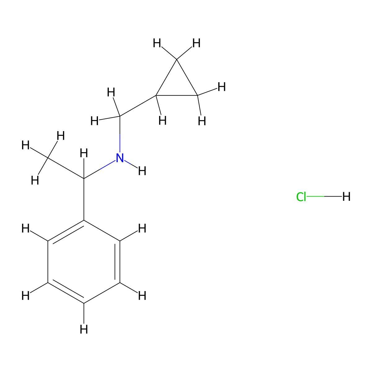 (Cyclopropylmethyl)(1-phenylethyl)amine hydrochloride molecular structure, CAS 1048640-39-6