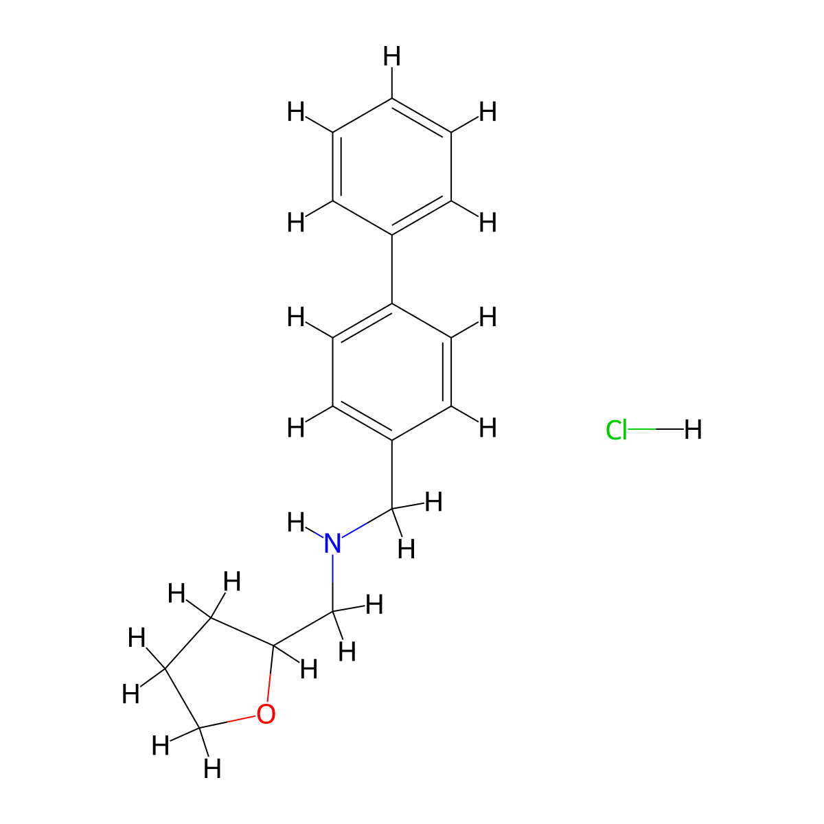 (4-Biphenylylmethyl)(tetrahydro-2-furanylmethyl)amine hydrochloride molecular structure, CAS 1048640-41-0