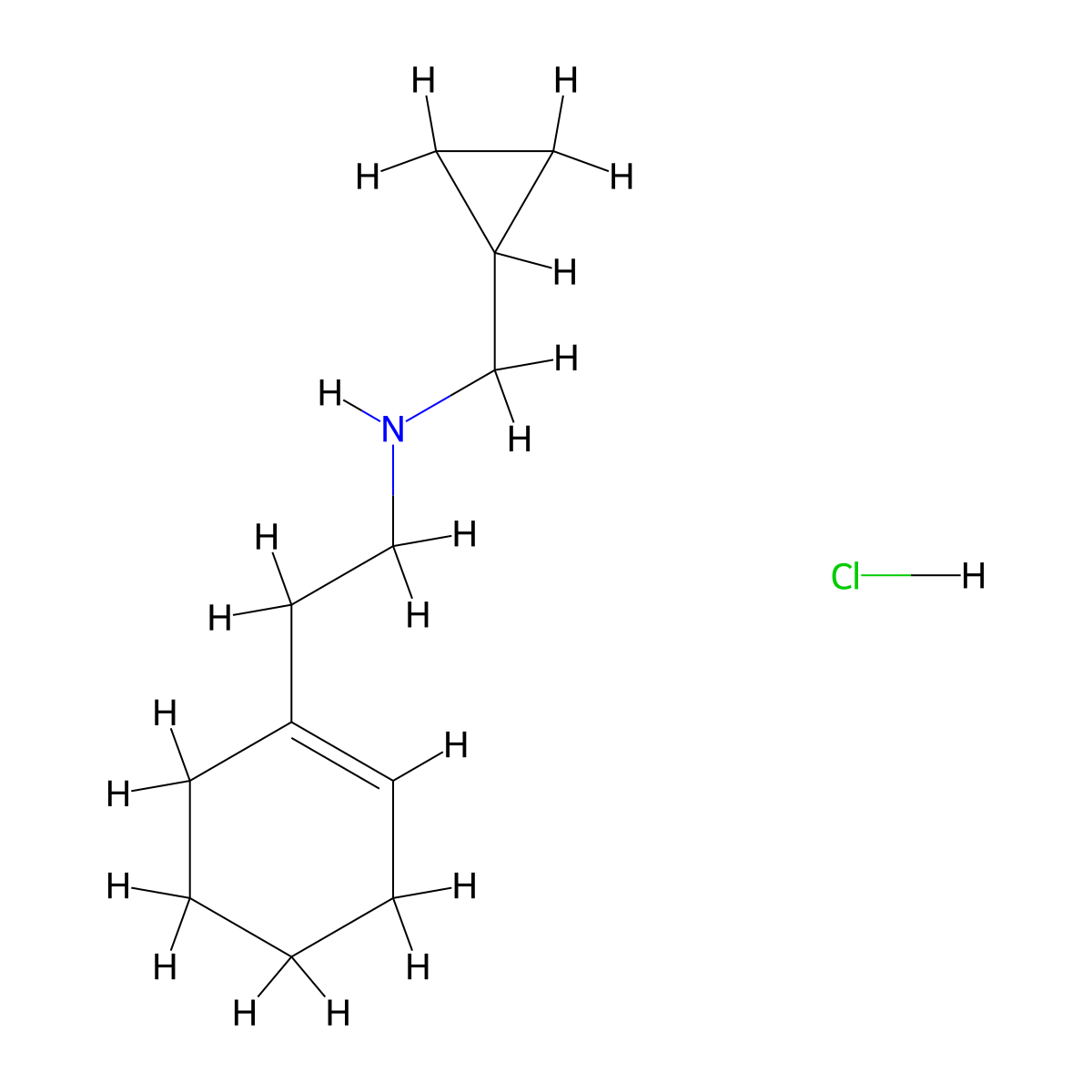 2-(1-Cyclohexen-1-YL)-N-(cyclopropylmethyl)-1-ethanamine hydrochloride molecular structure, CAS 1048640-45-4