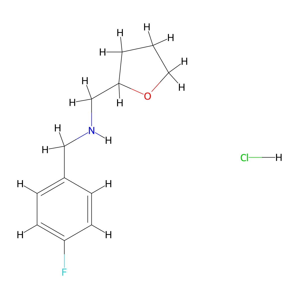 (4-Fluorobenzyl)(tetrahydro-2-furanylmethyl)amine hydrochloride molecular structure, CAS 1048640-49-8