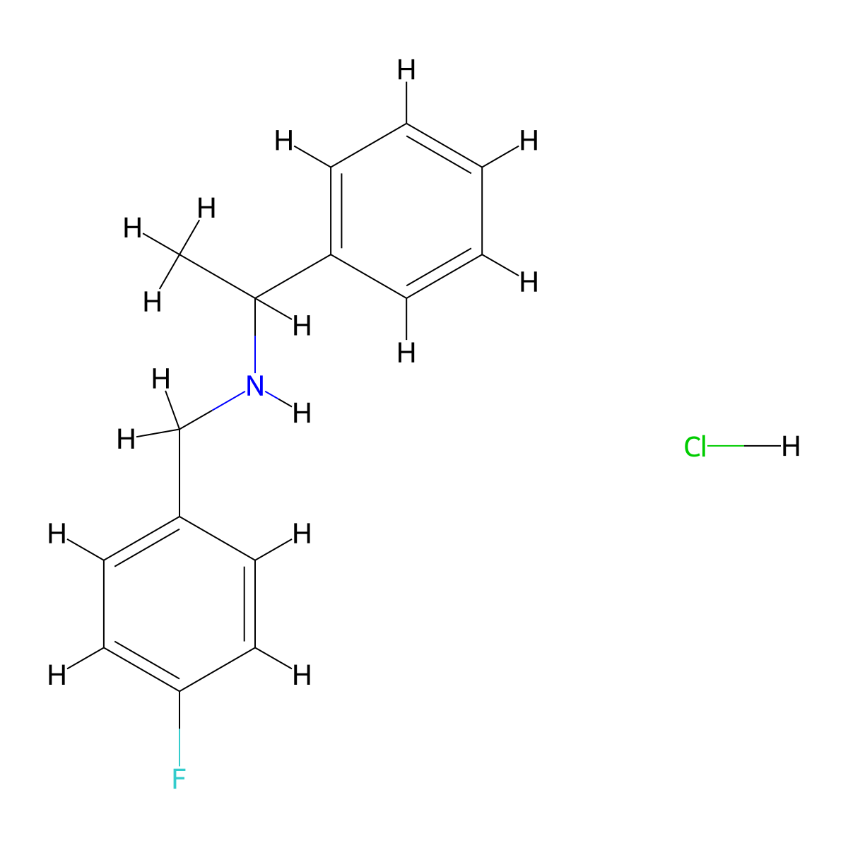 N-(4-Fluorobenzyl)-1-phenylethanamine hydrochloride molecular structure, CAS 1048640-51-2
