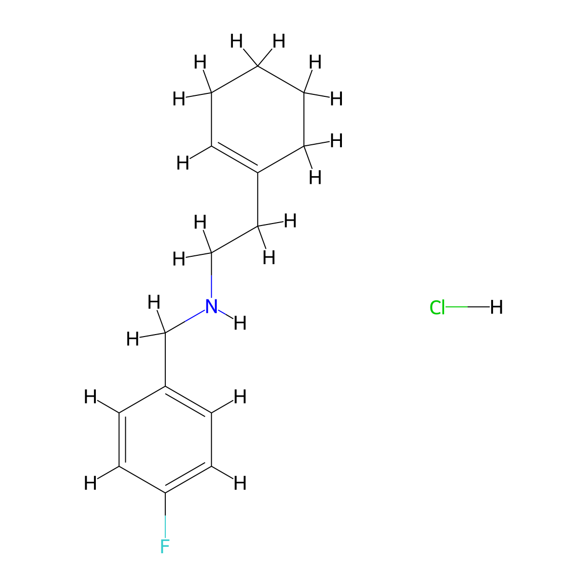 [2-(1-Cyclohexen-1-yl)ethyl](4-fluorobenzyl)amine hydrochloride molecular structure, CAS 1048640-53-4