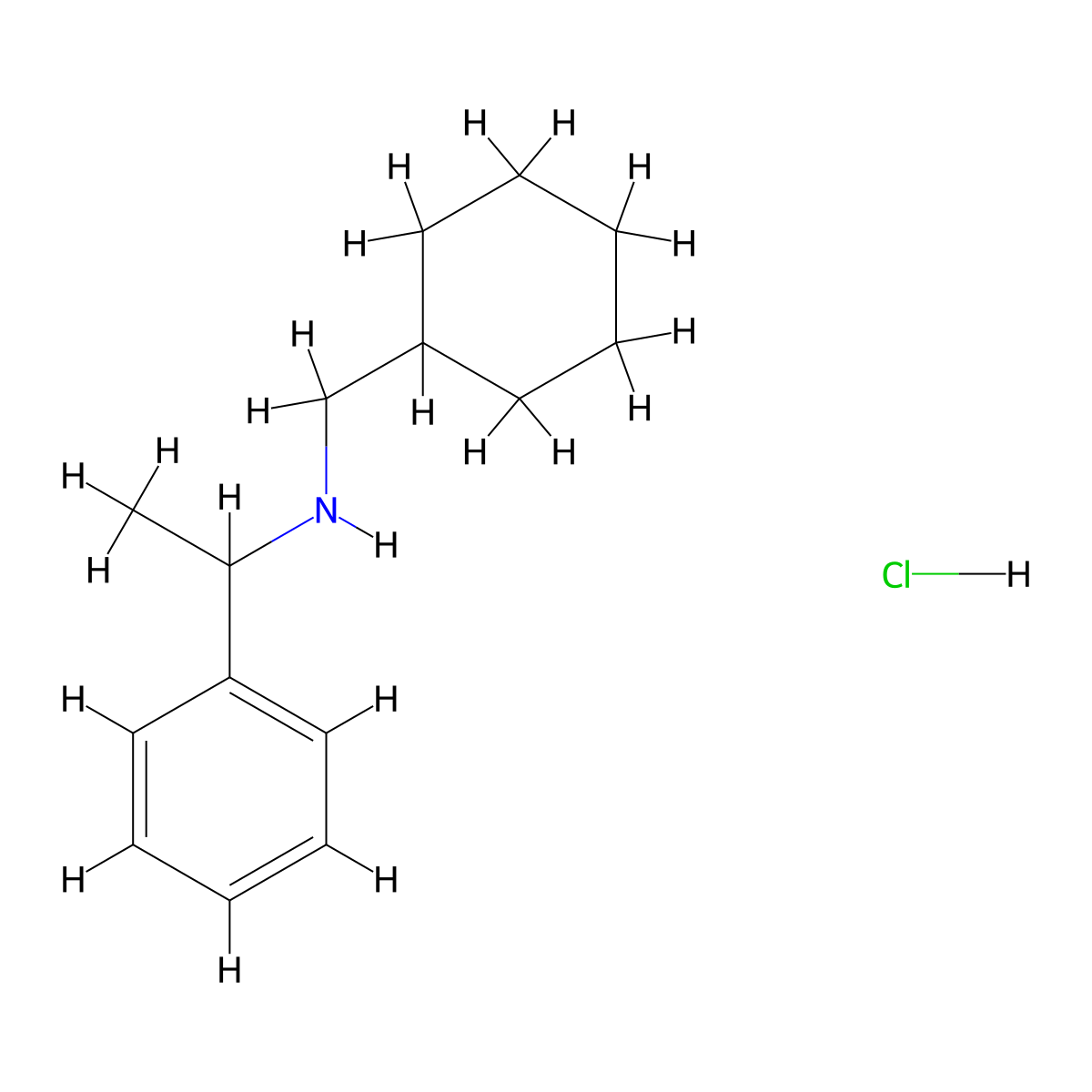 N-(Cyclohexylmethyl)-1-phenylethanamine hydrochloride molecular structure, CAS 1048640-59-0