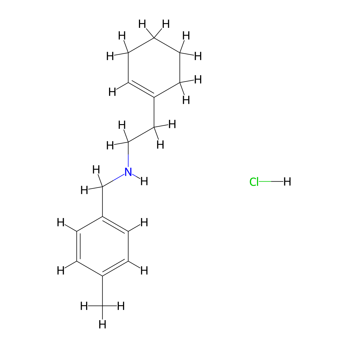 [2-(1-Cyclohexen-1-yl)ethyl](4-methylbenzyl)amine hydrochloride molecular structure, CAS 1048640-69-2