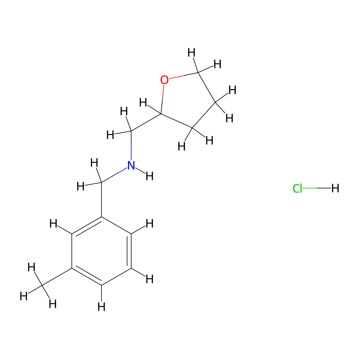 (3-Methylphenyl)-N-(tetrahydro-2-furanylmethyl)-methanamine hydrochloride molecular structure, CAS 1048640-77-2