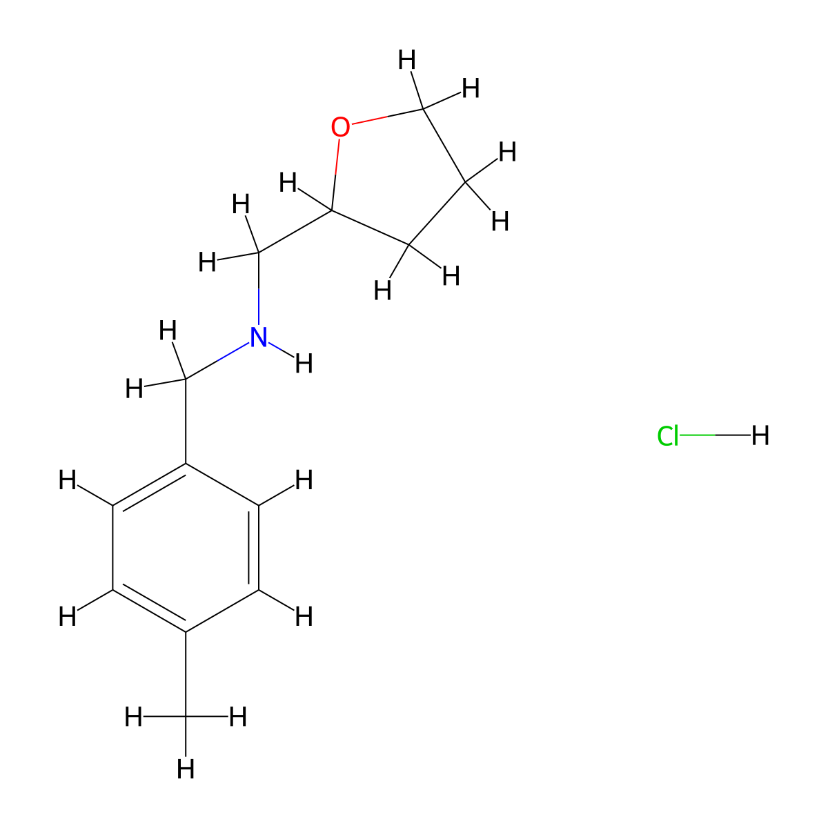 (4-Methylbenzyl)(tetrahydro-2-furanylmethyl)amine hydrochloride molecular structure, CAS 1048640-79-4