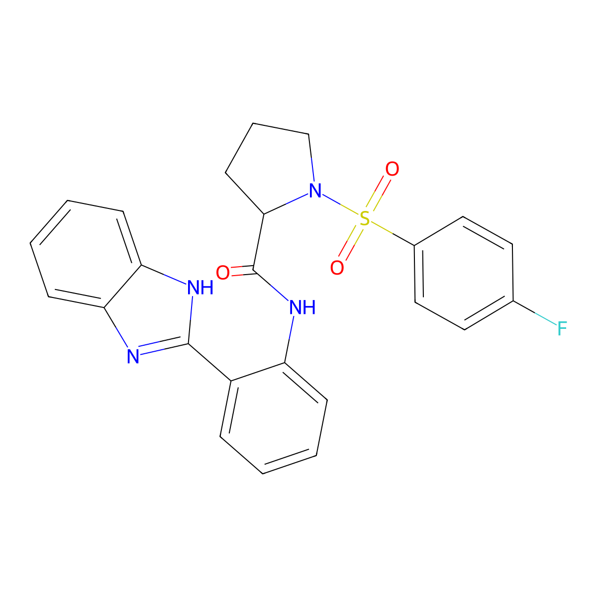 N-(2-(1H-benzo[d]imidazol-2-yl)phenyl)-1-((4-fluorophenyl)sulfonyl)pyrrolidine-2-carboxamide molecular structure, CAS 1048641-77-5