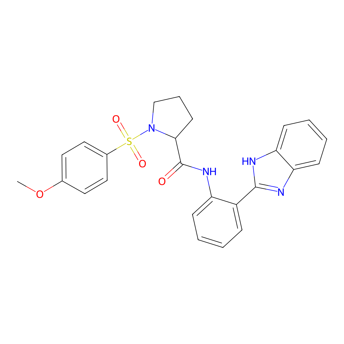 N-(2-(1H-benzo[d]imidazol-2-yl)phenyl)-1-((4-methoxyphenyl)sulfonyl)pyrrolidine-2-carboxamide molecular structure, CAS 1048643-40-8
