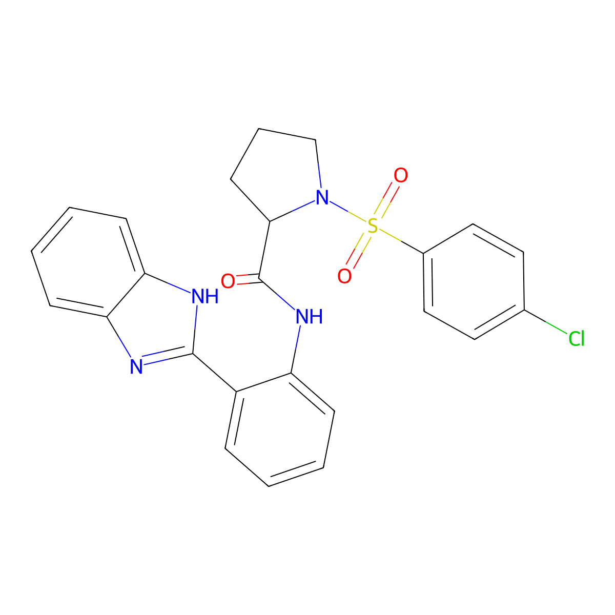 N-(2-(1H-benzo[d]imidazol-2-yl)phenyl)-1-((4-chlorophenyl)sulfonyl)pyrrolidine-2-carboxamide molecular structure, CAS 1048645-36-8