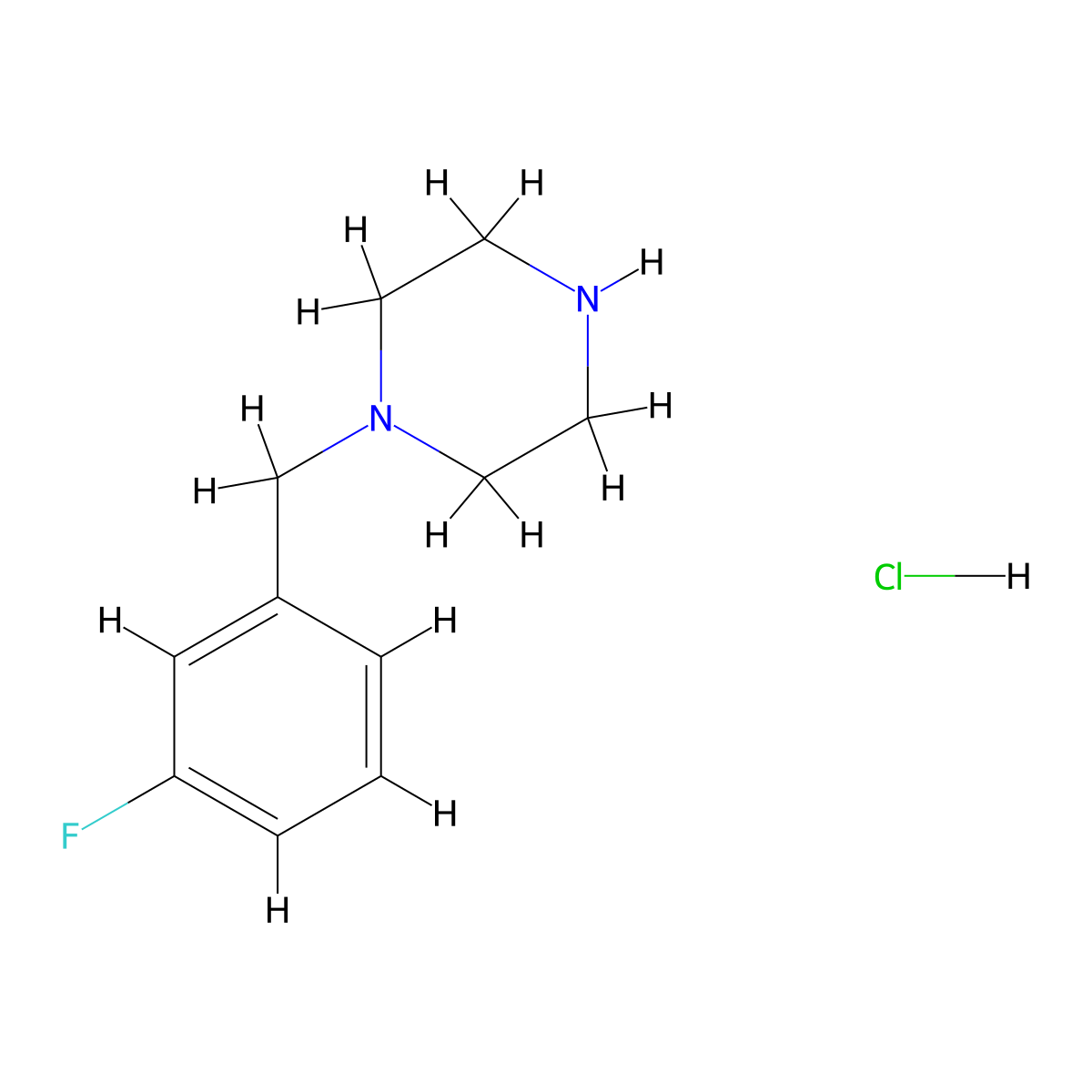 1-[(3-Fluorophenyl)methyl]piperazine hydrochloride molecular structure, CAS 1048648-80-1