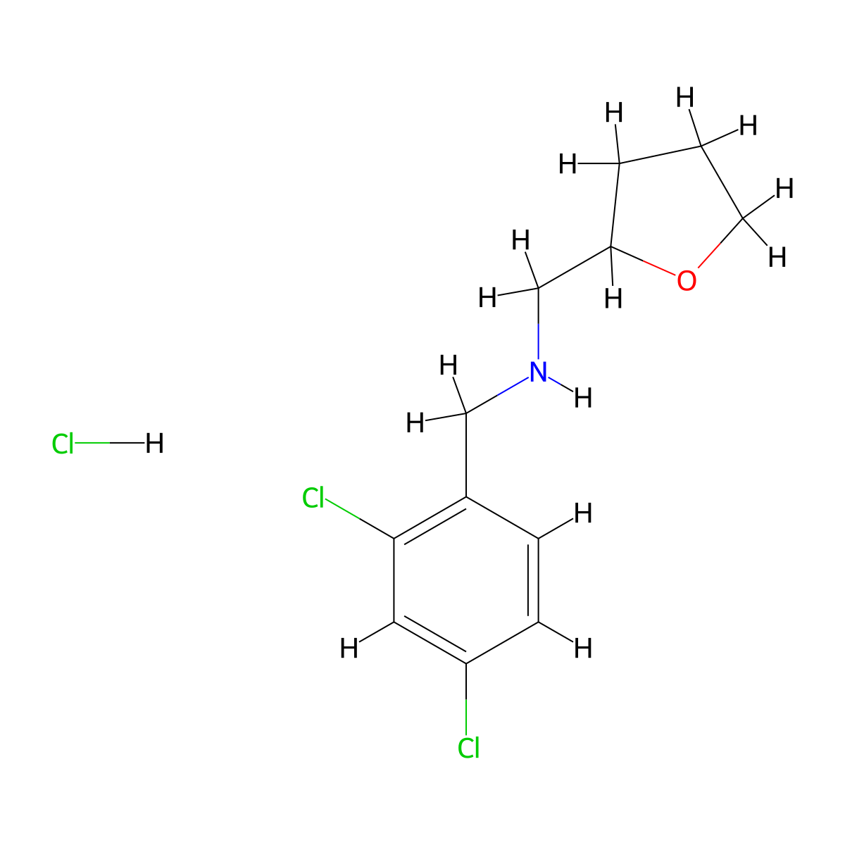 (2,4-Dichlorobenzyl)(tetrahydro-2-furanylmethyl)amine hydrochloride molecular structure, CAS 1048649-16-6