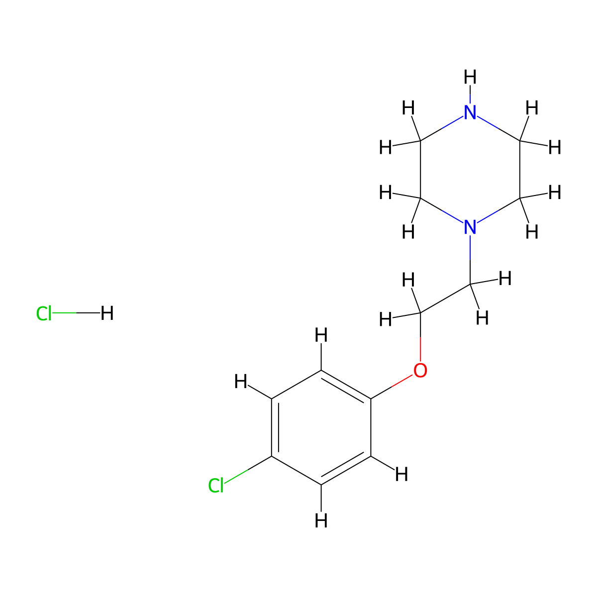 1-[2-(4-Chlorophenoxy)ethyl]piperazine hydrochloride molecular structure, CAS 1048649-22-4