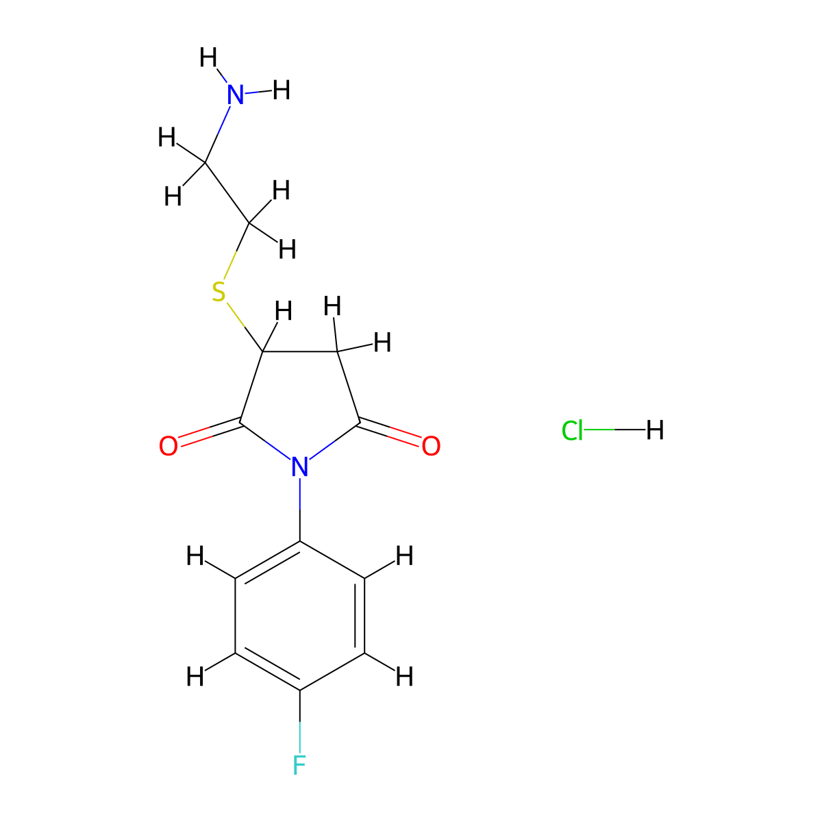 3-[(2-Aminoethyl)thio]-1-(4-fluorophenyl)-2,5-pyrrolidinedione hydrochloride molecular structure, CAS 1048649-31-5