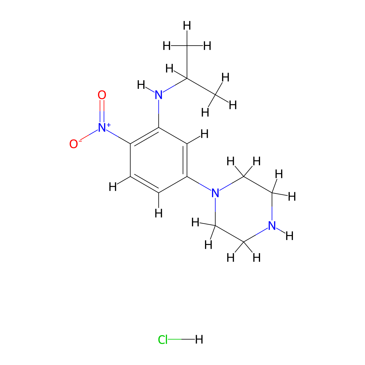 N-isopropyl-2-nitro-5-piperazin-1-ylaniline hydrochloride molecular structure, CAS 1048649-76-8