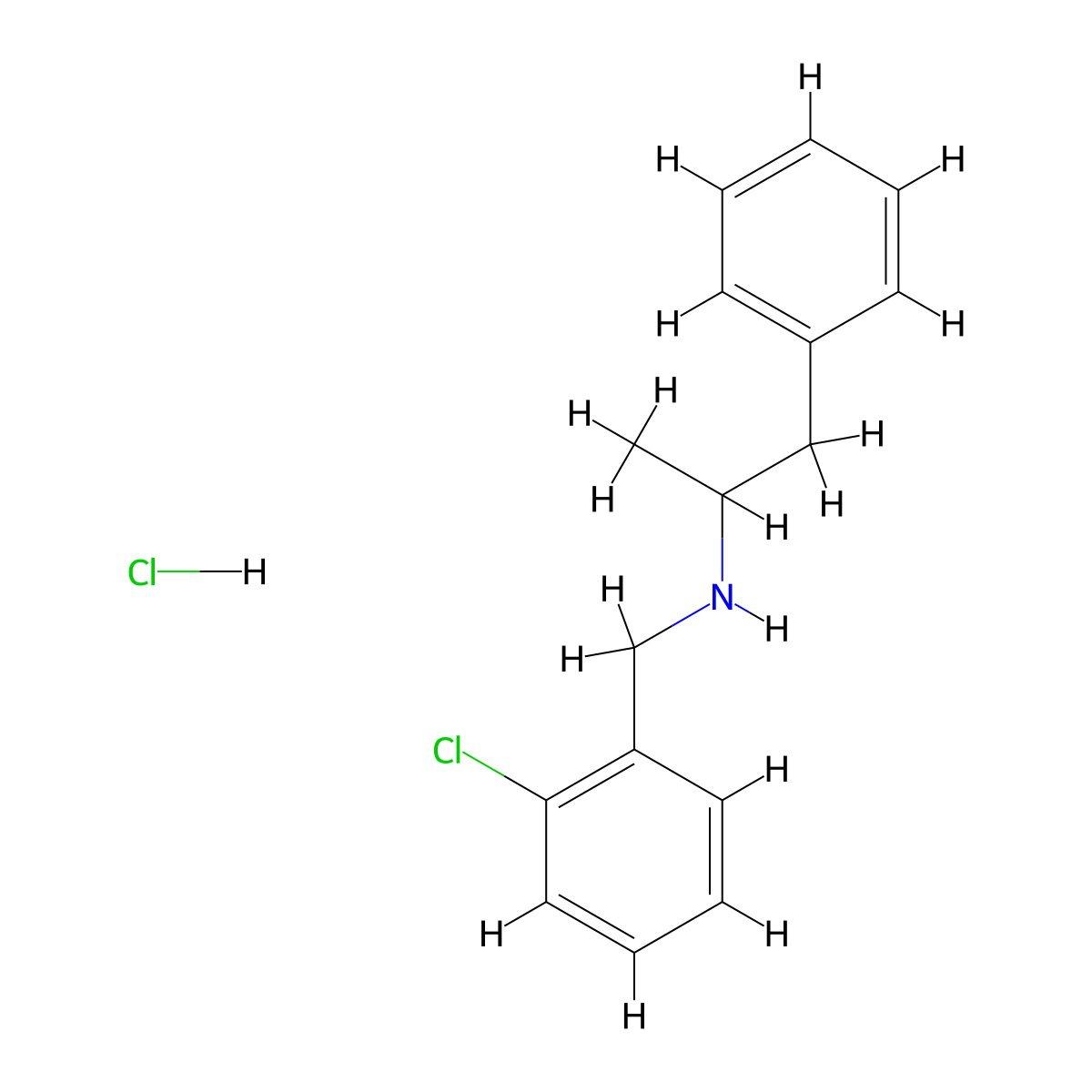 N-(2-chlorobenzyl)-1-phenylpropan-2-amine hydrochloride molecular structure, CAS 1048649-80-4